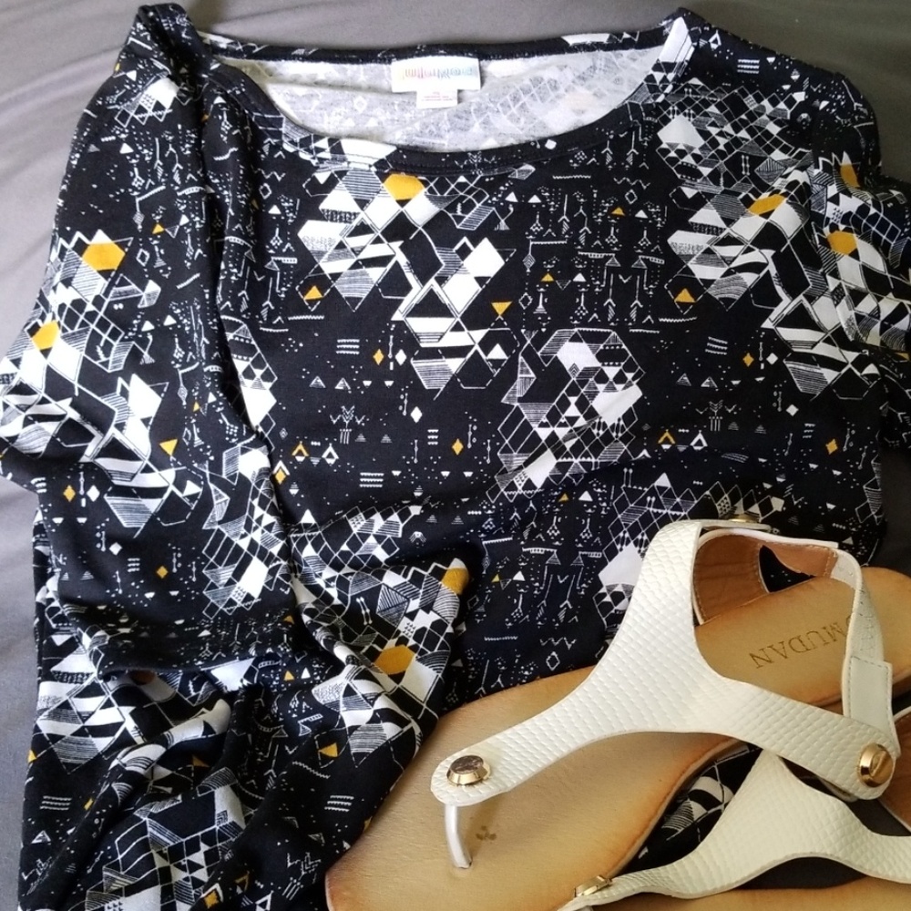 Black Geometric Print Women’s Dress - Yellow Accent